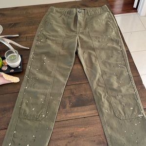 Pre-loved Veronica Beard Paint Splatter Carpenter/Cargo Pants in Clover Size 28